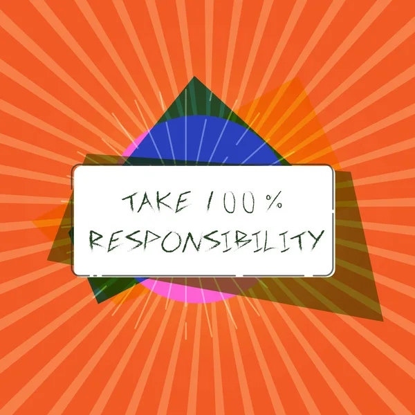 Ecriture conceptuelle montrant Take 100 Responsibility. Photo d'affaires mettant en valeur être pleinement responsable de vos actions et pensées — Photo