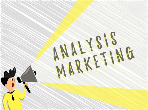 Tekst schrijven Analyse Marketing. Bedrijfsconcept voor de kwantitatieve en kwalitatieve beoordeling van een markt — Stockfoto