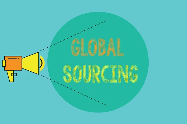 Escritura manual conceptual que muestra Global Sourcing. Foto de negocios que muestra la práctica de abastecimiento del mercado global de bienes — Foto de Stock