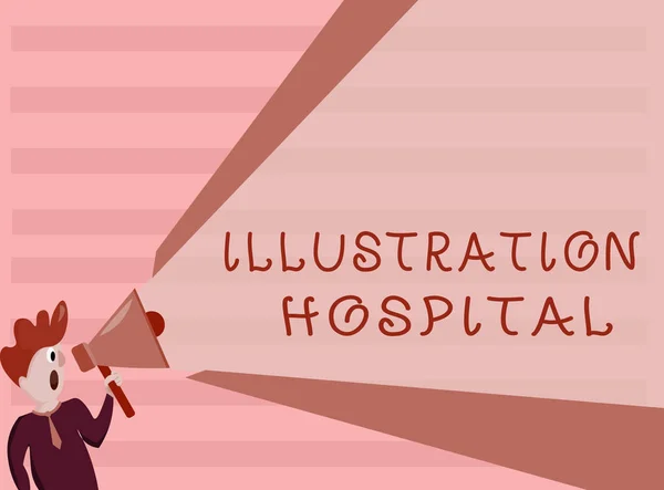 Εννοιολογική χέρι γραφή δείχνει εικονογράφηση νοσοκομείο. Επαγγελματίες φωτογραφία προβάλλοντας την μοναδική εφαρμογή τέχνη του ιατρικού ιδρύματος και πρακτική — Φωτογραφία Αρχείου