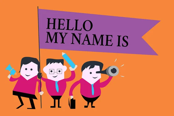 Word writing text Hello My Name Is. Business concept for introducing yourself to new people workers as Presentation — Stock Photo, Image