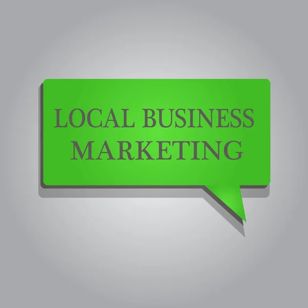 Nota di scrittura che mostra Local Business Marketing. Business photo showcase Specifiche localizzate sulla caratteristica Store — Foto Stock