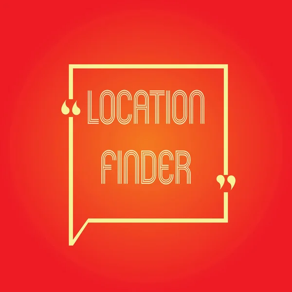 Konceptuell handstil som visar Location Finder. Business foto text En tjänst som används för att hitta adressen till en vald plats — Stockfoto