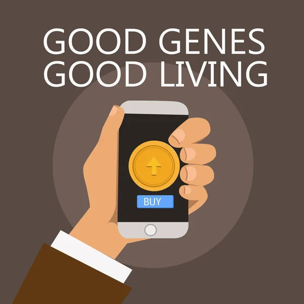Kavramsal el iyi genler iyi yaşayan gösterilen yazma. Kalıtsal genetik vitrine iş fotoğraf uzun ömürlü sağlıklı yaşam sonuçları — Stok fotoğraf