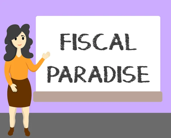 Tekst do pisania słów Fiscal Paradise. Koncepcja biznesowa dla marnotrawstwa pieniędzy publicznych jest wielkim problemem — Zdjęcie stockowe