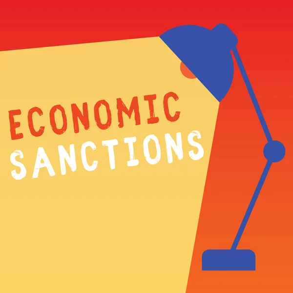 Pisanie słów tekst Sankcje ekonomiczne. Koncepcja biznesowa kary nałożonej na inny kraj Wojna handlowa — Zdjęcie stockowe