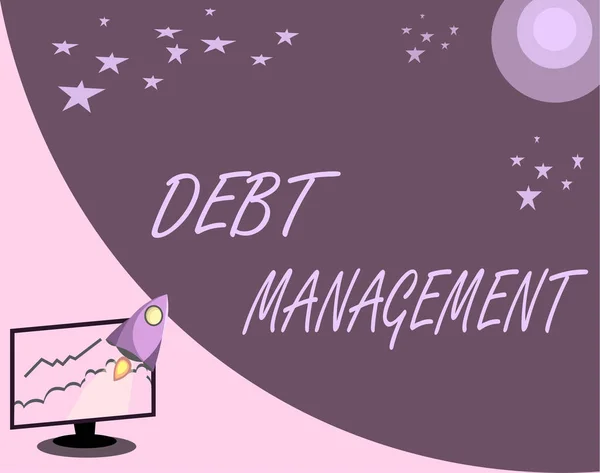 Handwriting text Debt Management. Concept meaning The formal agreement between a debtor and a creditor — Stock Photo, Image