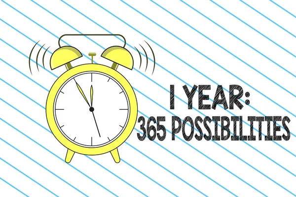 Nota de escrita mostrando 1 ano 365 Possibilidades. Foto de negócios mostrando Início de um Novo Dia Muitas Chances de Começar — Fotografia de Stock