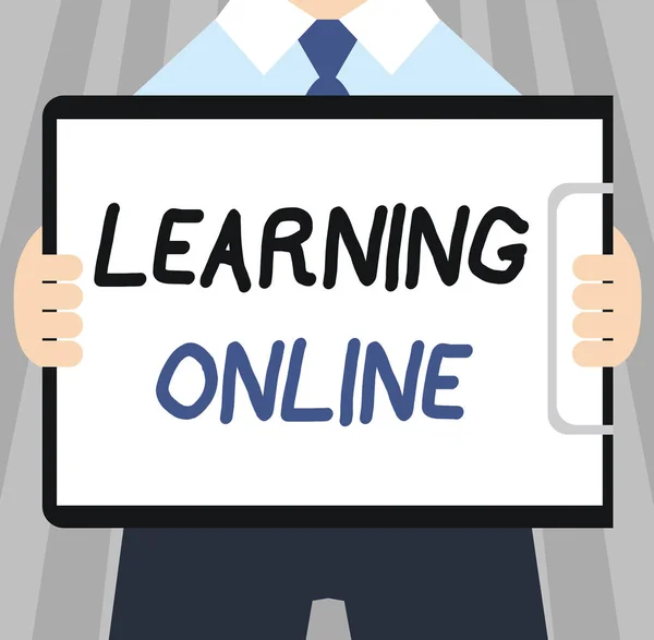 Szövegírás Online tanulás. Üzleti koncepció tanuljon valami újat az internet és a technológia segítségével — Stock Fotó