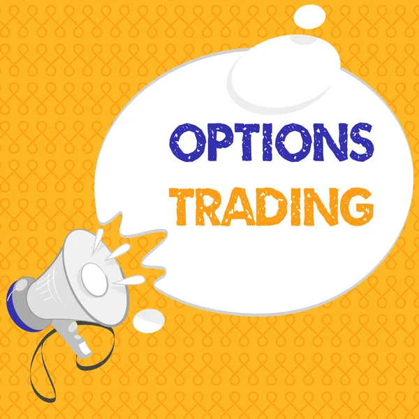Handschrift tekst Opties Trading. Concept betekent Verschillende opties om goederen of diensten wereldwijd te verspreiden — Stockfoto