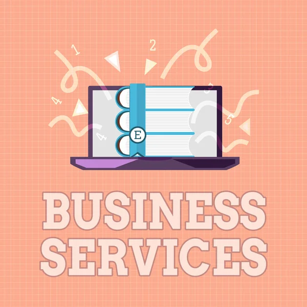 Znak tekstowy pokazujący Usługi Biznesowe. Zdjęcie koncepcyjne Zapewnia produkty niematerialne Księgowość IT Księgowość — Zdjęcie stockowe