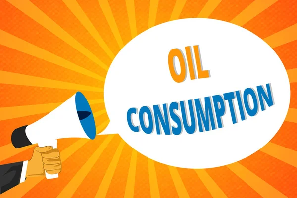 Texto de escritura a mano Consumo de aceite. Concepto significado Esta entrada es el petróleo total consumido en barriles por día — Foto de Stock