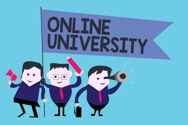 Scrittura concettuale a mano che mostra Online University. Foto aziendale testo Corsi di apprendimento a distanza sono presi su internet — Foto Stock