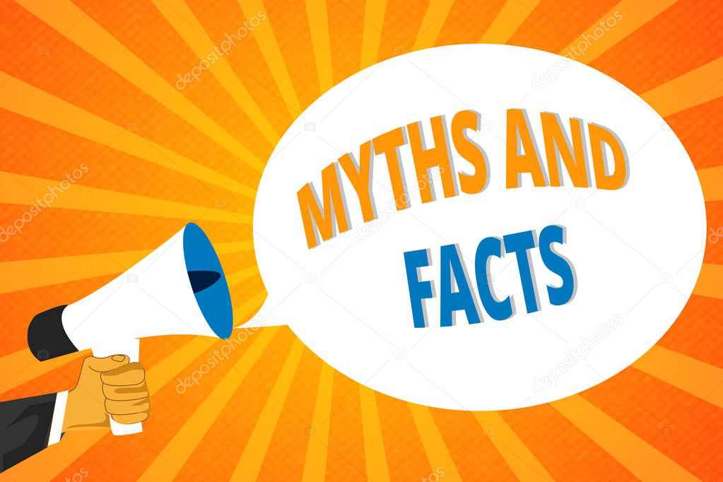 Handwriting text Myths And Facts. Concept meaning Oppositive concept about modern and ancient period