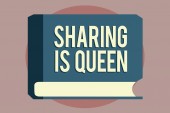 Slovo psaní textu že sdílení je královna. Obchodní koncept pro poskytnutí dalších informací nebo patří je výborná kvalita