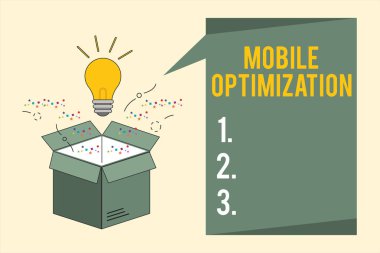 Kelime yazma metni Mobil Optimizasyonu. El bilgisayarı veya Tablet Aygıtları için Site İçeriği Yeniden Biçimlendirmesi İş konsepti