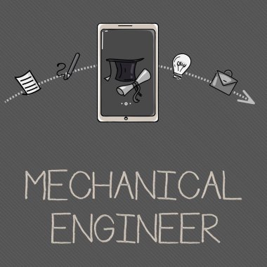 Makine Mühendisini gösteren kavramsal el yazısı. Makine Sistemi Uygulamalı Mühendislik Disiplini