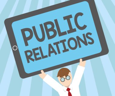 Kelime yazma Halkla İlişkiler. Bireyler arasındaki bilginin yayılmasını yönetmek için iş kavramı