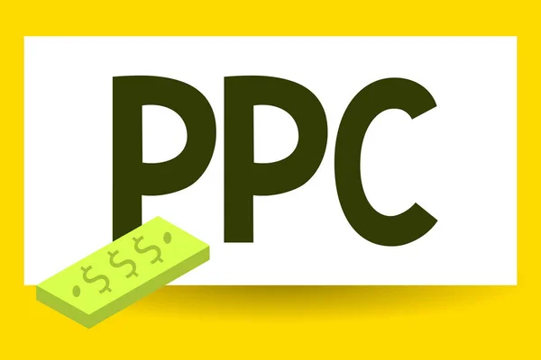 Schrijven van de notitie weergegeven: Ppc. Business foto presentatie van adverteerders betalen dat een vergoeding telkens een van hun advertenties wordt geklikt Marketing — Stockfoto