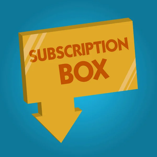 Word writing text Subscription Box. Business concept for button if you clicked on will get news or videos about site