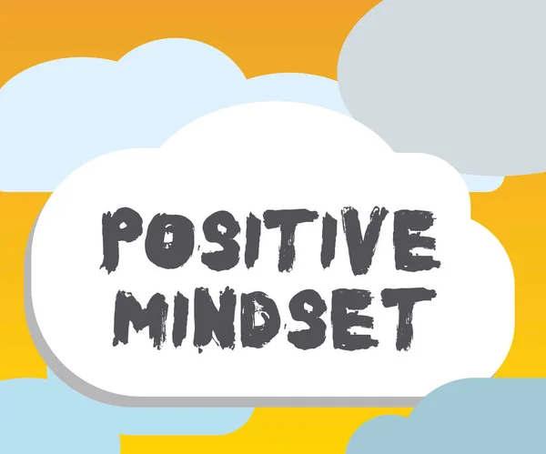 Texto de escrita de palavras Positive Mindset. Conceito de negócio para atitude mental e emocional que se concentra no lado positivo — Fotografia de Stock