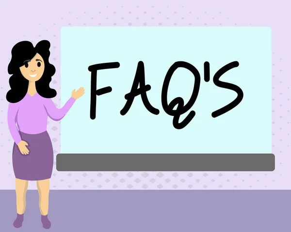 Tekst teken weergegeven: Faq s is. Conceptuele fotolijst van vragen en antwoorden met betrekking tot een bepaald onderwerp — Stockfoto