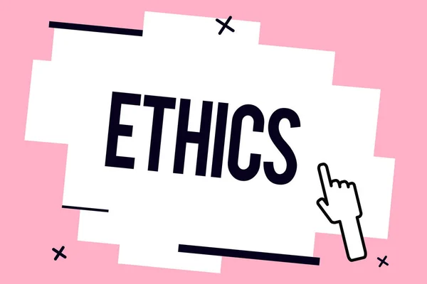 Conceptual hand writing showing Ethics. Business photo showcasing moral principles that govern person behaviour or conducting activity — Stock Photo, Image