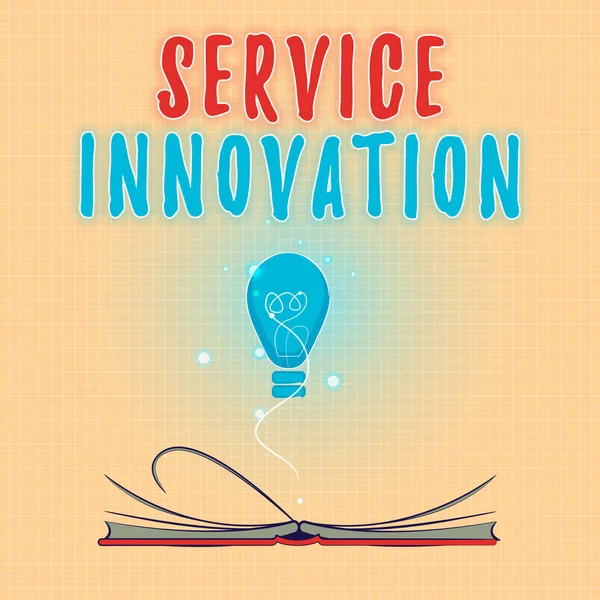 Textzeichen mit Service Innovation. Konzeptfoto Verbesserte Produktlinien-Dienstleistungen stellen kommenden Trend vor — Stockfoto