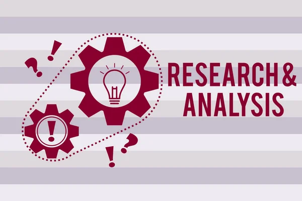 Escritura manual conceptual que muestra Investigación y Análisis. Texto de la foto de negocios Pensamiento estratégico y toma de decisiones existentes o nuevas —  Fotos de Stock
