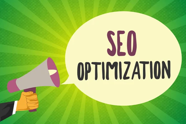 El yazısı Seo Optimizasyonu. Web sitesinin veya sayfanın çevrimiçi görünürlüğünü etkileme süreci — Stok fotoğraf