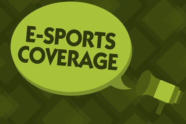 Skrivanteckning som visar E Sports Coverage. Företagsfoto visar upp Rapportera live på senaste idrottstävlingen Sändningar — Stockfoto