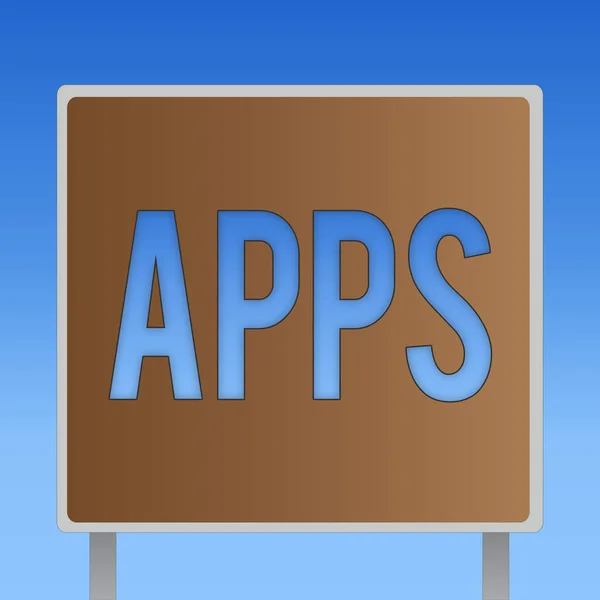 Conceptuele hand schrijven Apps tonen. Zakelijke foto presentatie van een toepassing, temeer daar gedownload door een gebruiker naar een mobiel apparaat — Stockfoto