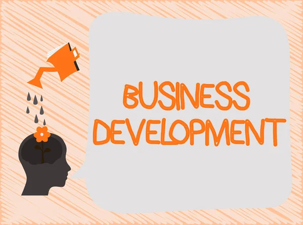 Text sign showing Business Development. Conceptual photo Implement Growth Value within and between company — Stock Photo, Image