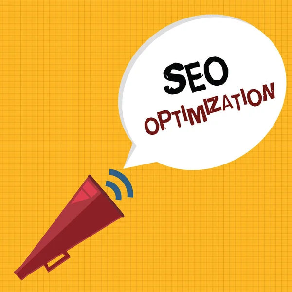 Slovo psaní textu Seo Optimization. Obchodní koncepce pro proces ovlivňování on-line viditelnosti webové stránky nebo stránky — Stock fotografie