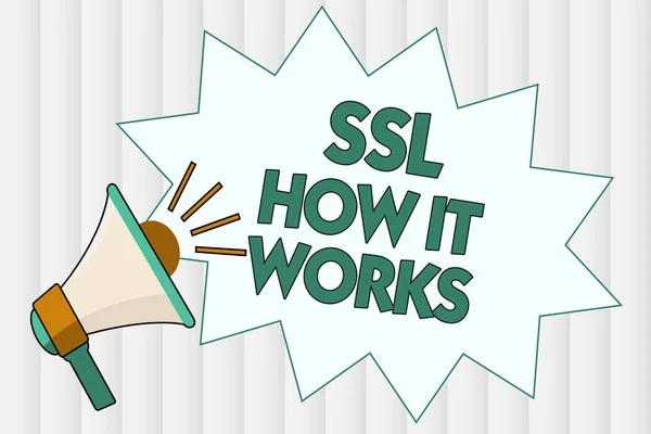 Tulisan tangan konseptual menunjukkan Ssl How It Works. Kunci sesi menampilkan foto bisnis dipakai untuk mengenkripsi semua data yang ditransmisikan — Stok Foto