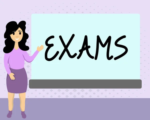 Text sign showing Exams. Conceptual photo test of a specified kind to prove your strength and weakness — Stock Photo, Image