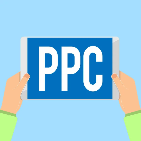 Wortschreibtext ppc. Business-Konzept für Werbetreibende zahlen eine Gebühr jedes Mal, wenn eine ihrer Anzeigen angeklickt wird Marketing — Stockfoto