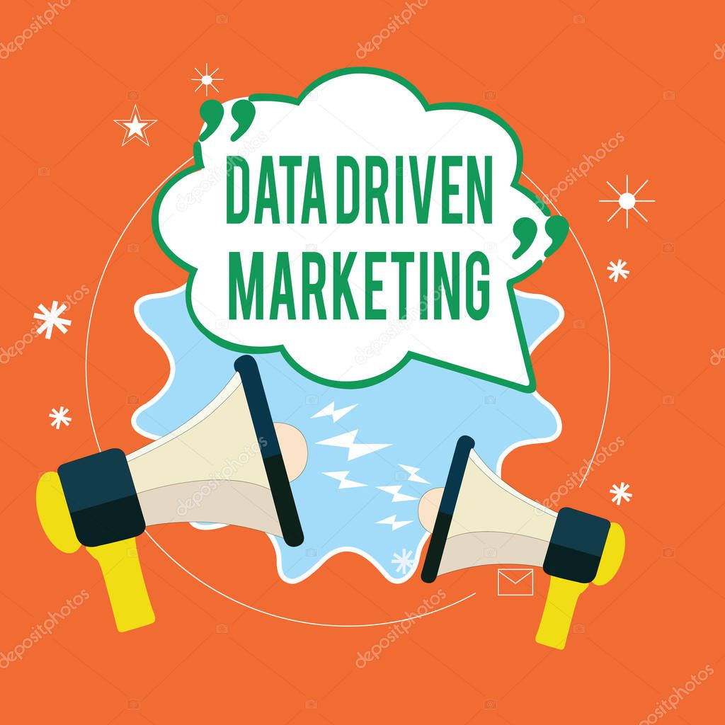 Writing note showing Data Driven Marketing. Business photo showcasing Strategy built on Insights Analysis from interactions