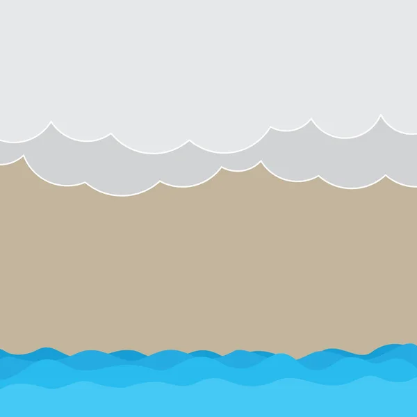 Design Business-Konzept leere Kopie Text für Web-Banner Werbematerial-Attrappe Vorlage Halbtonwelle und flauschige schwere Wolke Meereslandschaft landschaftlich mit leerem Textplatz — Stockvektor