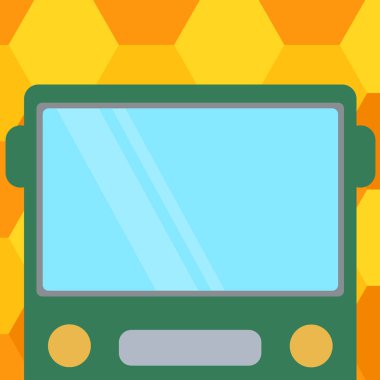 Tasarım iş kavramı boş kopya metin Web afiş promosyon malzemesi şablonu alay etmek için çizilmiş düz ön görünümü, otobüs boş renk pencere kalkan yansıtan ile