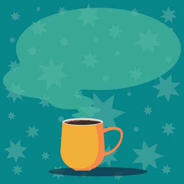 İş boş şablon düzeni için davet tebrik kartı promosyon posteri fiş kupa vektör fincan sıcak kahve ile Buhar simgesi olarak boş renk konuşma balonu için