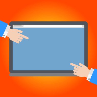 İş kavramı boş kopya alanı modern arka plan Hu analiz elleri boş bir renk Tablet ekran üzerinde her iki taraf işaret Tasarla