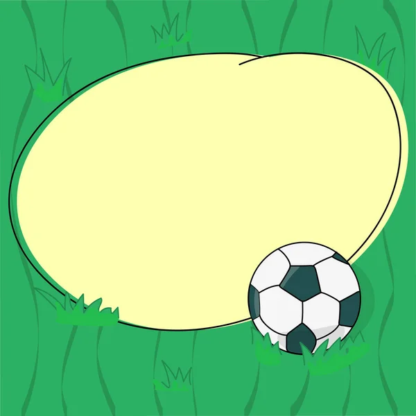 Concepto de negocio de diseño Espacio de copia vacío fondo abstracto moderno Pelota de fútbol en la hierba y en blanco Vector de forma de color redondo perfilado — Vector de stock