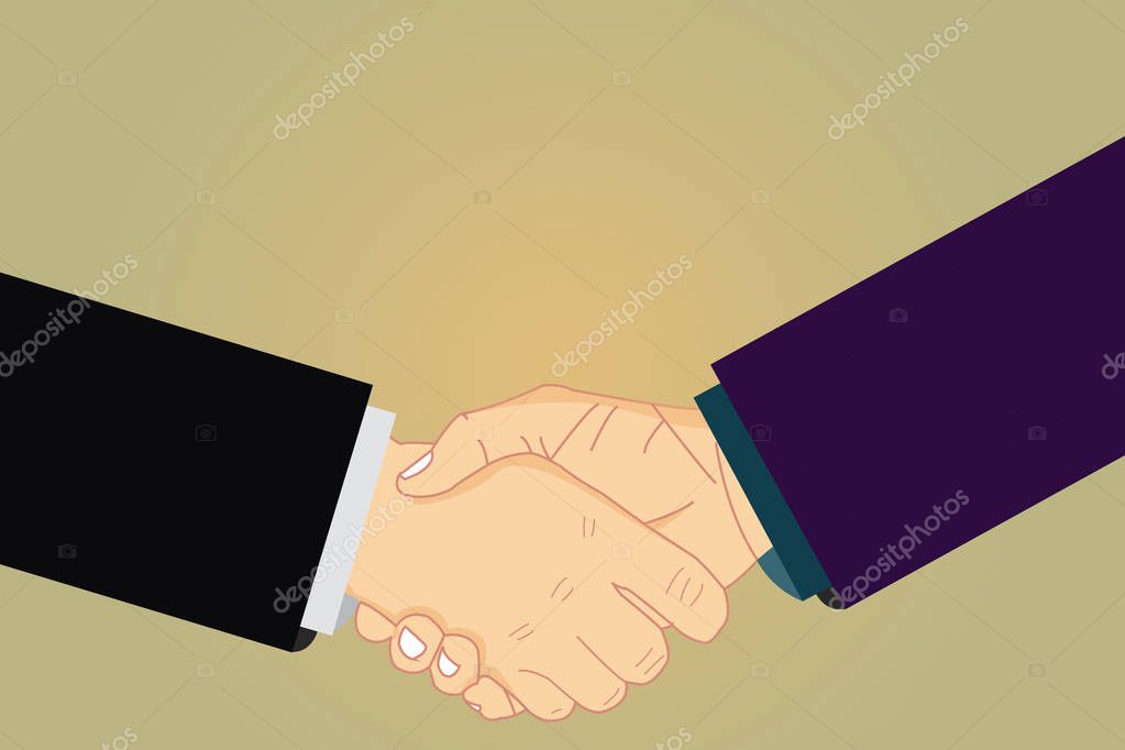 Design business concept Empty copy space modern abstract background. Hu analysis Shaking Hands on Agreement Greeting Gesture Sign of Respect Vector
