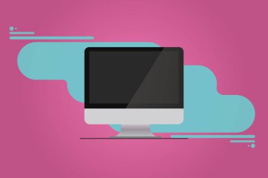 Tasarım iş kavramı boş kopya alanı modern soyut monte bilgisayar monitörü boş yansıyan ekran arka plan arka plan