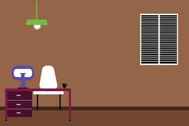 Tasarım için Web sitesi promosyon afiş boş sosyal medya reklam iş alanı Minimalist iç bilgisayar iş kavramı iş reklam ve çalışma alanı içinde bir oda vektör