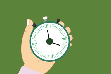 Posterler kupon promosyon malzeme Hu analiz el Holding mekanik Stop Watch Zamanlayıcı Start Stop butonu ile izole iş kavramı boş şablon kopya alanı