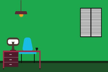 İş kavramı boş kopya alanı modern arka plan iş alanı Minimalist iç bilgisayar ve çalışma alanı içinde bir oda vektör tasarımı