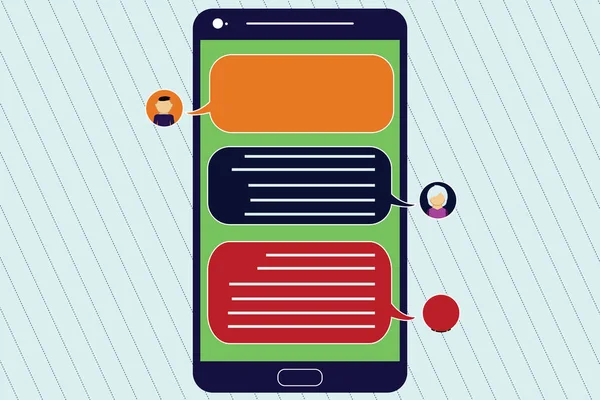 Дизайн бізнес порожній копіювати простір текст для просування сайту оголошення ізольовані банер шаблон мобільний Messenger екран з чат керівників і чистий колір слова бульбашки — стоковий вектор
