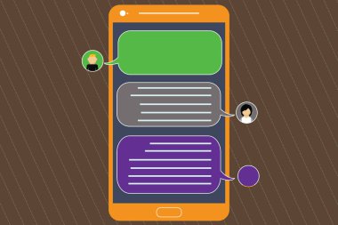 Tasarım iş kavramı boş alan modern arka plan Mobile Messenger ekranı sohbet başkanları ve boş renk konuşma balonları ile kopyalama